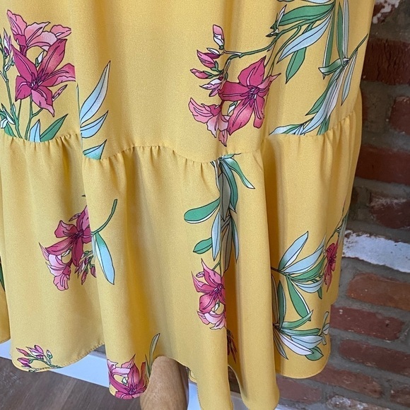 Nanette Lepore Yellow Floral Sleeveless Smock Neck Midi Dress size 4 - Picture 10 of 11